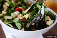 Honey Mustard Spinach Salad with Apple and Gouda