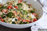 Golden Roasted Vegetable Orzo, Infused with Summer Basil