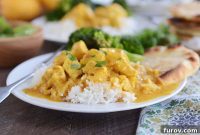 Quick Thai Mango Chicken Red Curry with Creamy Coconut Rice