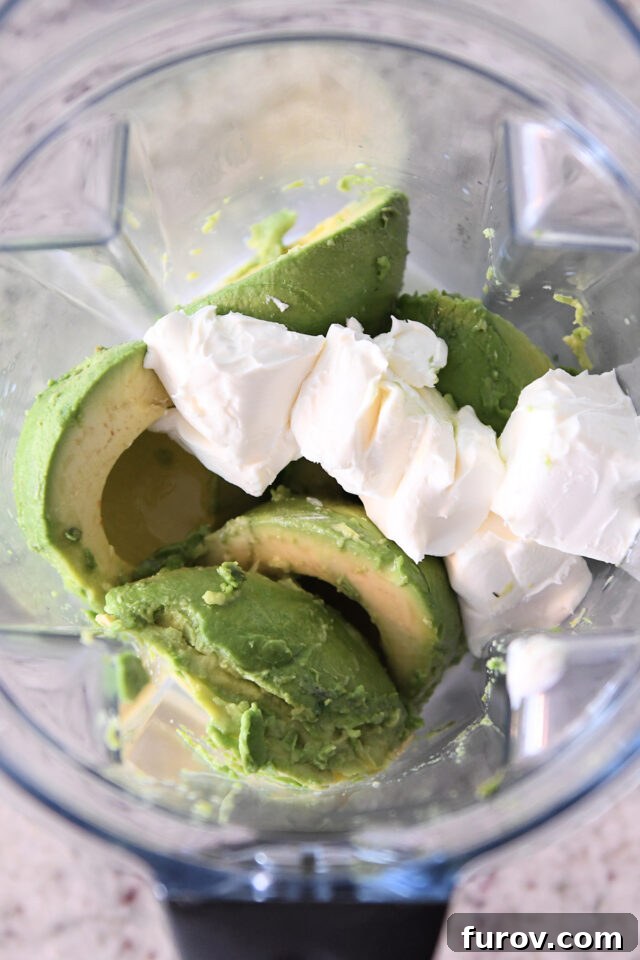 Creamy Avocado & Roasted Garden Flatbread 3 Avocado and cream cheese in blender.