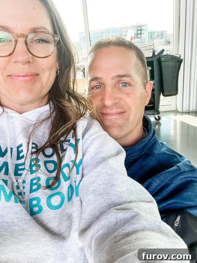 Husband and wife in hoodies