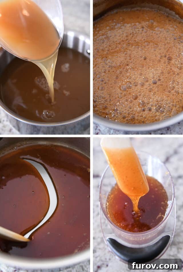 Boiling down apple cider in stainless pan until syrupy.