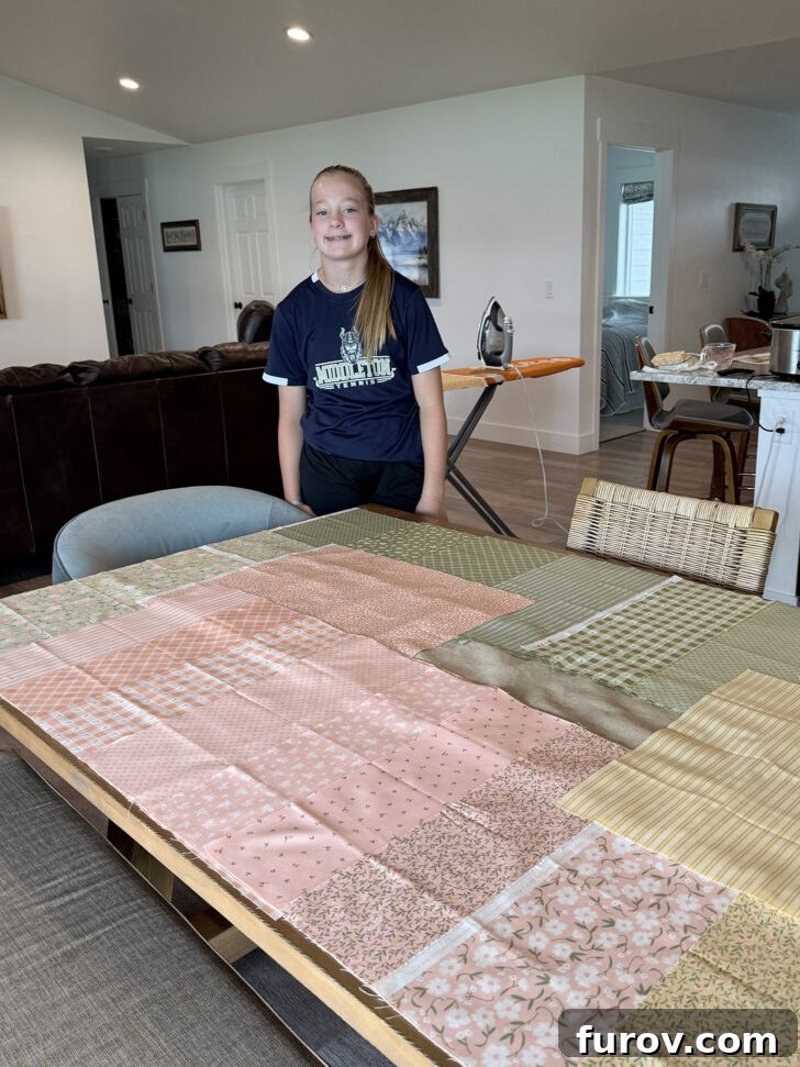 Friday Focus: My Current Chapter 3 Our daughter diligently working on her first quilting project, a creative endeavor this summer.