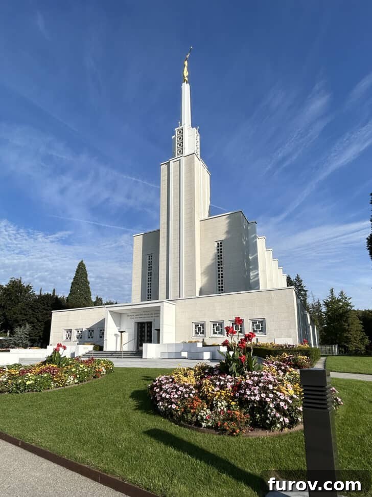 LDS Bern temple, with text that mentions Mel's Kitchen Cafe Friday Thoughts.