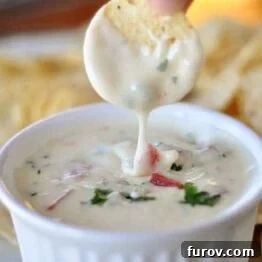 Queso Blanco Dip, a creamy white cheese dip.