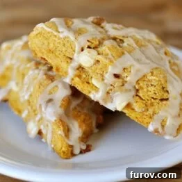 Spiced Pumpkin Scones with Bright Ginger Drizzle 4 Pumpkin Scones with Ginger Glaze