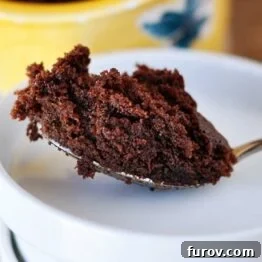 Delicious chocolate Nutella mug cake ready to eat