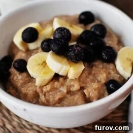 Sweet Maple Brown Sugar Overnight Oats 4 Overnight Maple & Brown Sugar Oatmeal with bananas and blueberries