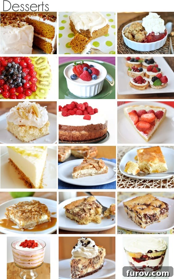 Easter Dessert Collage: Carrot Cake, Fruit Tarts, Cheesecakes, Berry Desserts, Chocolate Cakes