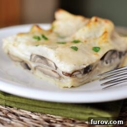 Mushroom Lasagna with White Sauce, a comforting and creamy dish.
