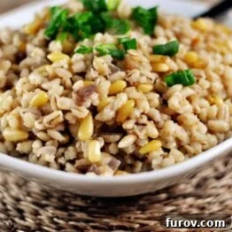 Simple Barley Pilaf with toasted pine nuts and fresh green onions