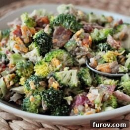 A small serving of the best broccoli salad