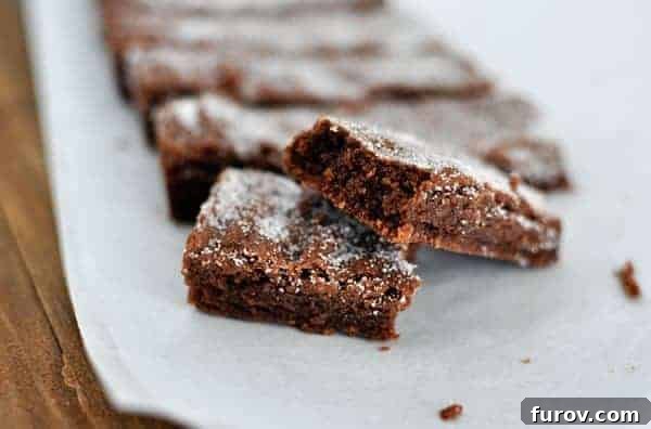 Powdered sugar dusted chocolate shortbread fingers arranged on parchment paper, ready to be served.