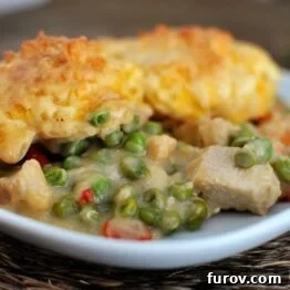 Confetti Chicken Bake with Cheddar Biscuit Topping
