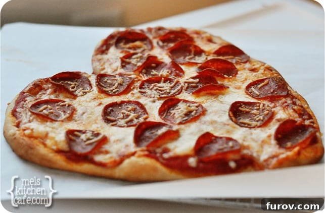My Valentines Day Playbook: 10 Irresistible Food Ideas 2 Heart Shaped Pizza, a perfect Valentine's Day dinner idea, from Mel's Kitchen Cafe