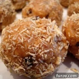 Peanut Butter Crunch Snack Balls ready to be served.