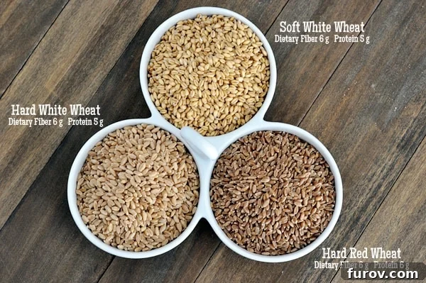 Wheat Grinding 101: From Grain Types to Sourcing and Culinary Applications 3 top view of three bowls full of different wheat kernels