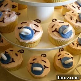 Delicious baby shower cupcakes with cream cheese frosting