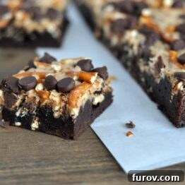 Fudgy Pretzel and Toffee Peanut Butter Chocolate Brownies
