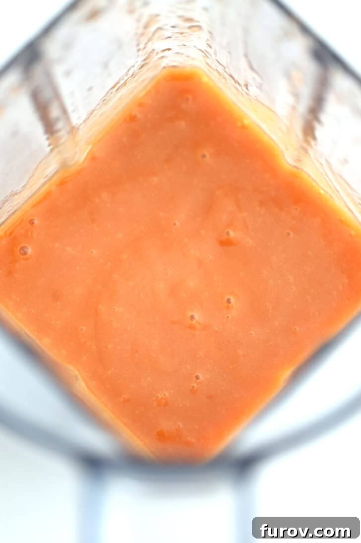 Zesty Chopped Taco Salad with Homemade Catalina 6 Top down view of blender with perfectly blended, creamy catalina dressing.