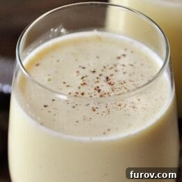 Homemade Eggnog with a dash of freshly grated nutmeg.