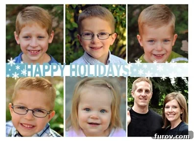 Our Beloved Holiday Rituals Captured This Weekend 4 A cheerful Christmas card featuring five children, their parents, and the words 'Happy Holidays,' radiating festive warmth.