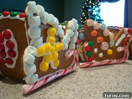 Our Beloved Holiday Rituals Captured This Weekend 5 A festive display of intricately decorated Christmas gingerbread sleds, adorned with colorful candies and icing.