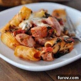 Savory Chicken Sausage Pasta Bake 5 Baked pasta with chicken sausage