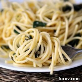 Plate of Lemon Spaghetti with Spinach