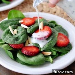 Spinach Strawberry Salad with Homemade Creamy Poppy Seed Dressing