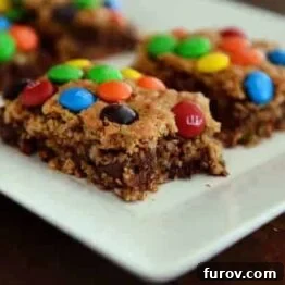 Gluten-Free Monster Cookie Bars with M&M's and chocolate chips