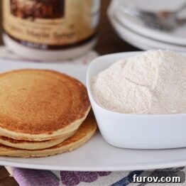 Smart Start Whole Wheat Pancake Mix 4 A small bowl of whole wheat pancake mix.