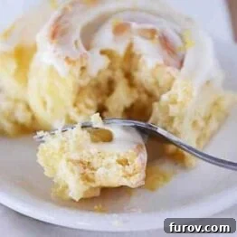 Lemon sticky bun with cream cheese glaze.