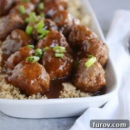 Delicious Skillet Teriyaki Meatballs in a bowl.