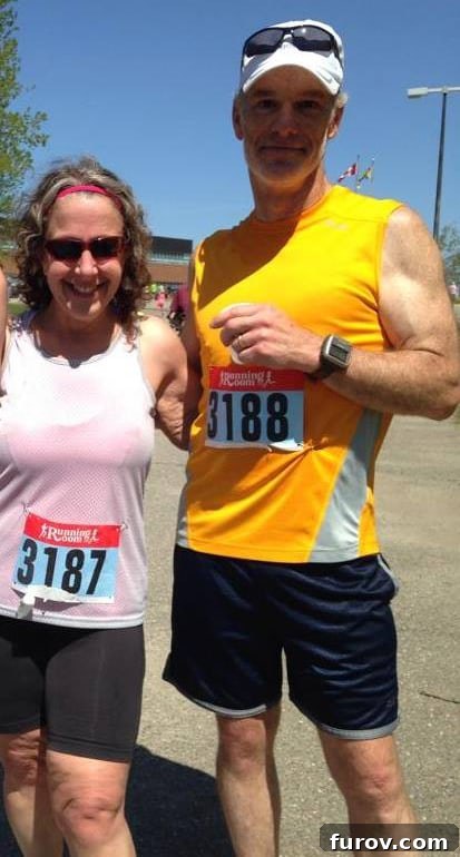 Rob and Sheila after a 5km race in May 2014, looking fit and proud