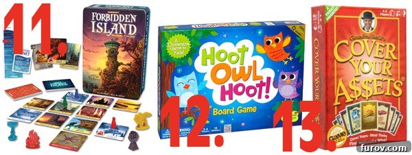 Collection of cooperative board games including Forbidden Island and Hoot Owl Hoot, highlighting teamwork-focused fun.