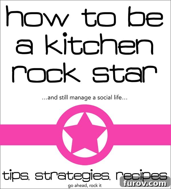 A vibrant image announcing 'How to Be a Kitchen Rock Star,' designed to inspire teenagers to learn cooking skills.