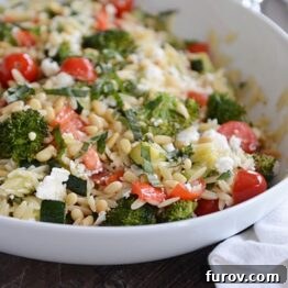 Summer Roasted Vegetable Orzo Salad with Fresh Basil