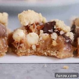 Pecan Toffee Caramel Chocolate Chip Layer Bars