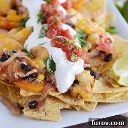 Close-up of Quick Skillet Cheesy Fajita Nachos