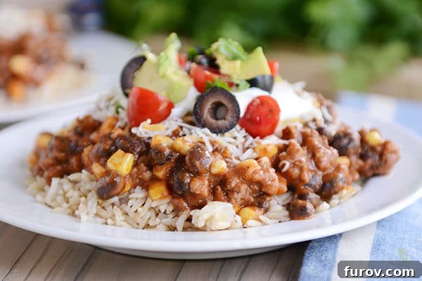 Mexican Haystacks: a smorgasbord of delicious taco flavors simmered together in a tasty sauce served over rice or quinoa with various toppings.