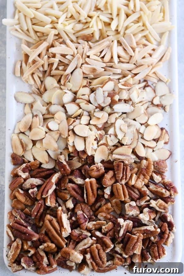 Get Perfectly Toasted Nuts in Your Microwave 2 How to toast nuts in the microwave; toasted nuts on white platter.