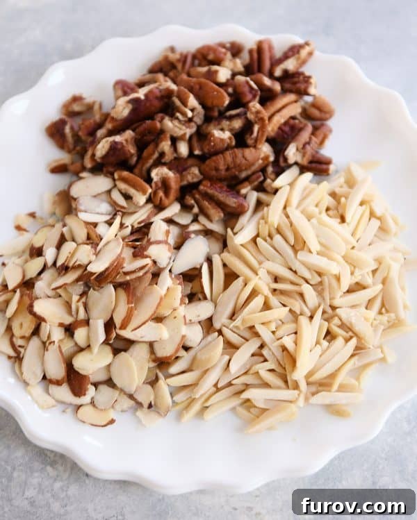 Get Perfectly Toasted Nuts in Your Microwave 7 How to toast nuts in the microwave; toasted nuts on white plate.