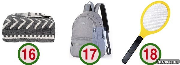 Comfort and convenience gifts: incredibly soft Saranoni blankets, a practical lightweight backpack, and a fun electric fly zapper