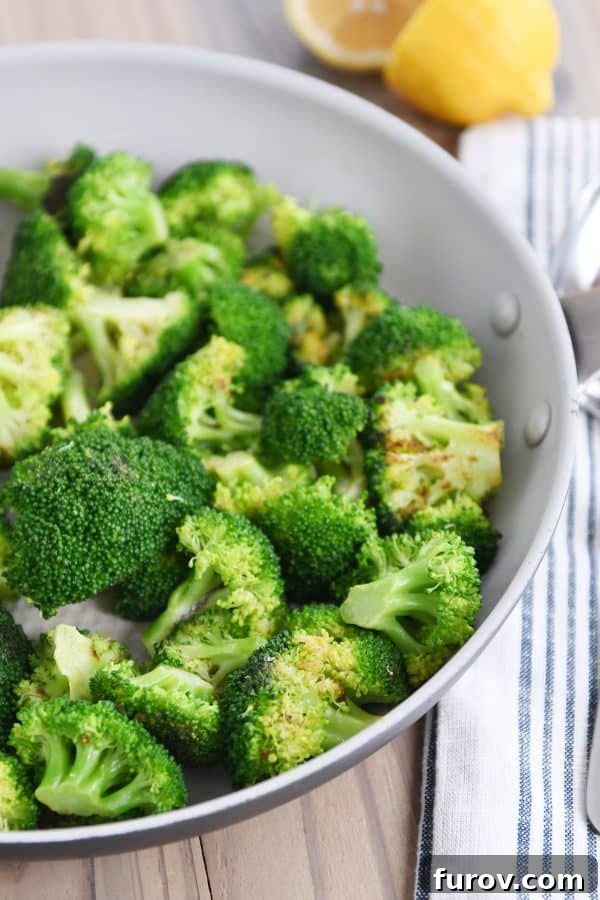 5-Minute Skillet Broccoli Trio 4 Skillet with crisp tender broccoli.