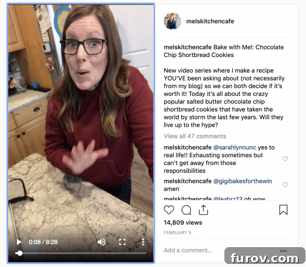 Mel and Sara in a kitchen, laughing while filming a cooking video for IGTV