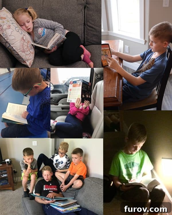 Child reading a book.