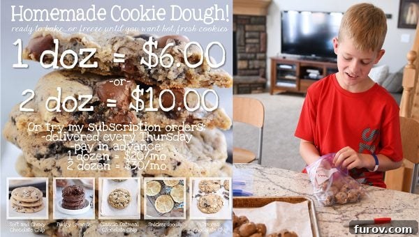A flyer advertising homemade cookie dough for sale, likely created by a young entrepreneur.