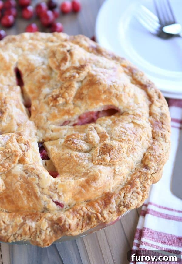 My Favorite Thanksgiving Apple Cranberry Pie 3 Baked apple cranberry pie.