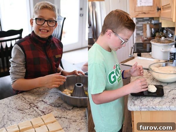 Another image of children engaged in cooking, possibly adding ingredients to a bowl.